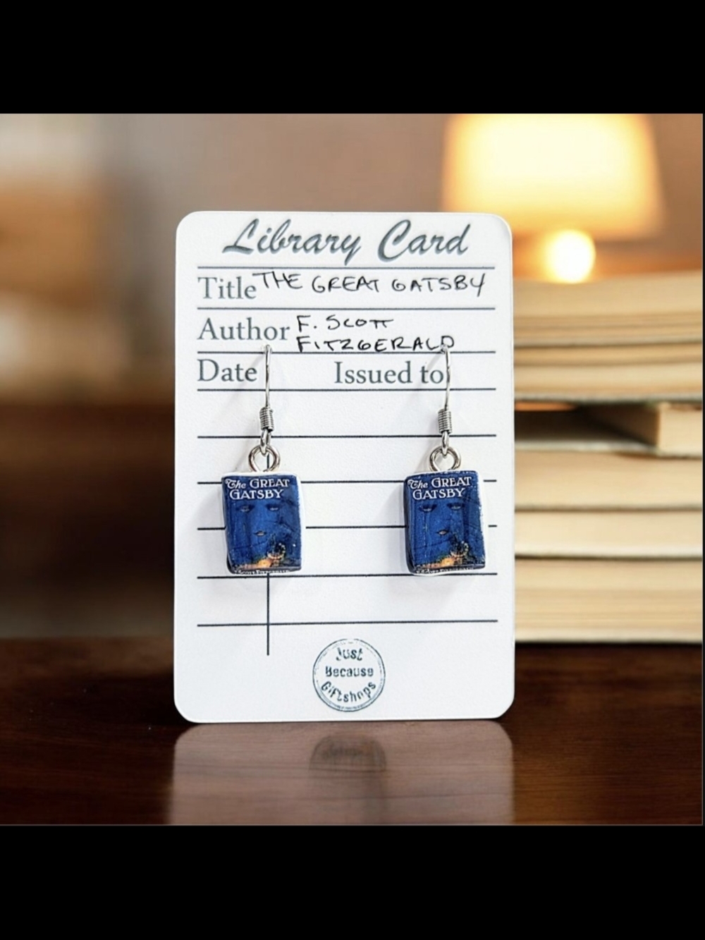 The Great Gatsby Book Cover Earrings - Blue
